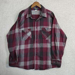 Vintage Oshkosh B’Gosh Flannel Outdoor Heavyweight Shirt Men's 2XL Red Gray